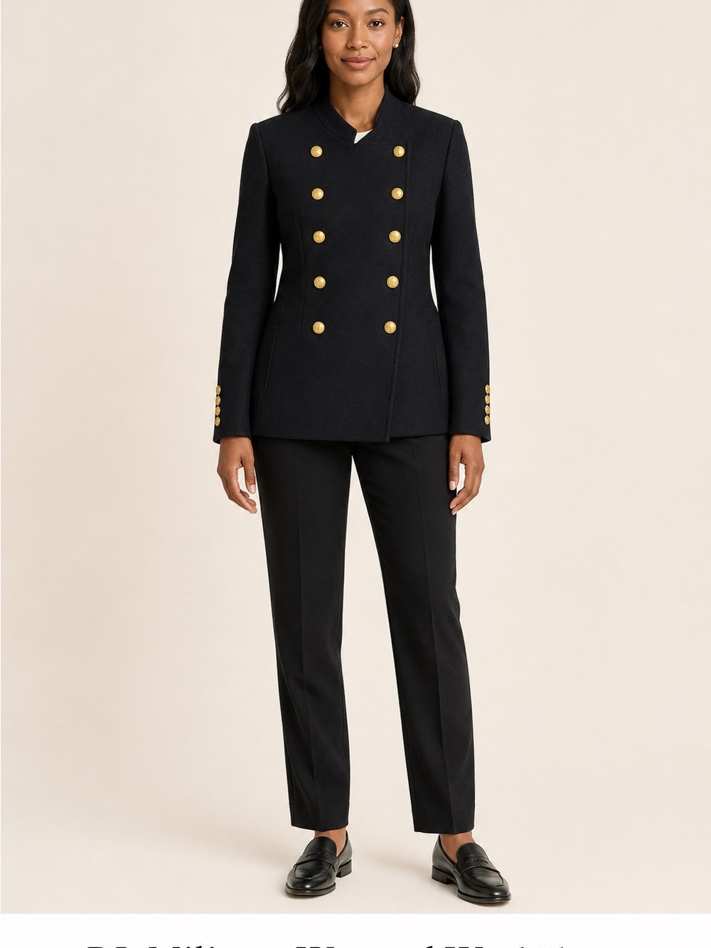 Lauren Ralph Lauren Black Military-Style Double-Breasted Blazer SZ 10